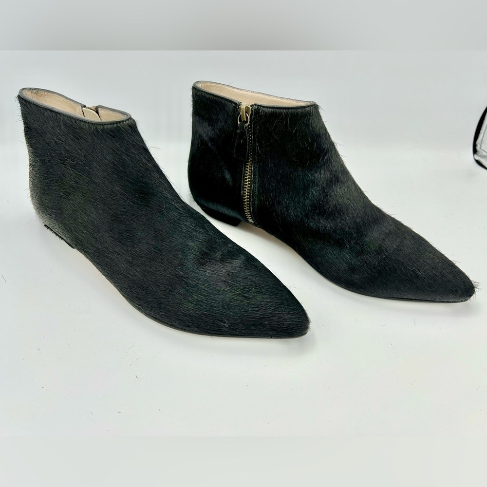 Boden | Joni Zip Up Pointed Toe Booties black Pony Hair Chelsea boots